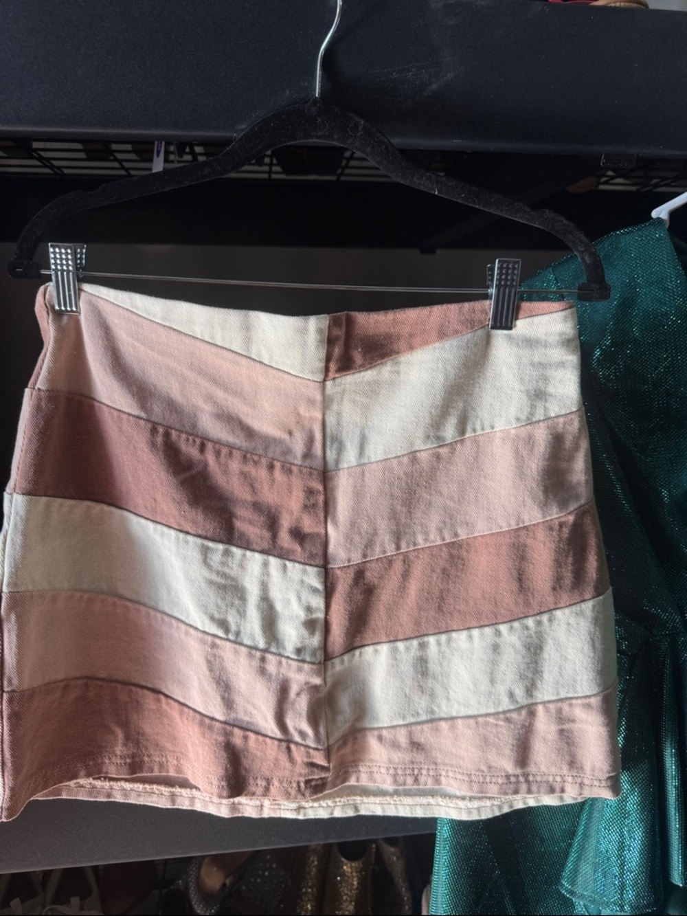 Peach Love California Striped Mini Skirt in Blush Pink and Cream
